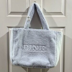 PINK Victoria's Secret Plush Tote Bag - Light Blue